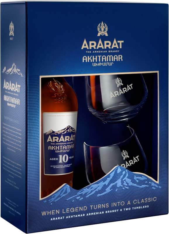 Ararat 10YO Akhtamar 40% 0.7L (dárkové balení s 2 sklenicemi)