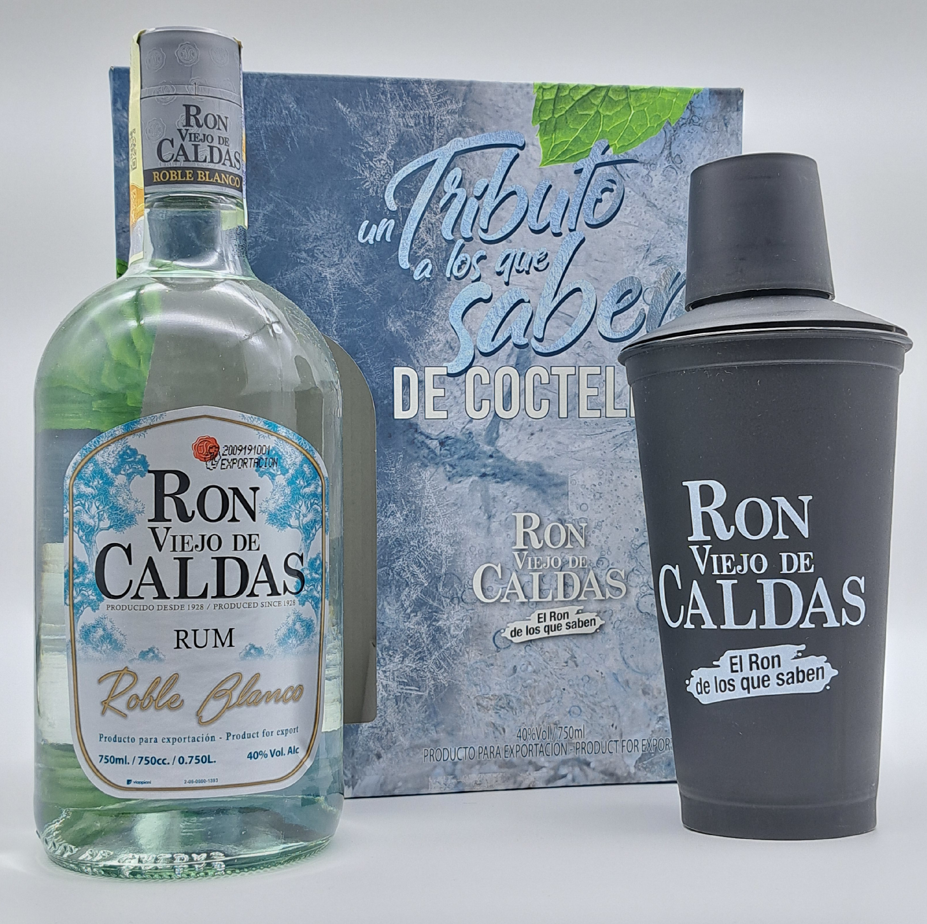 Caldas de Viejo Roble Blanco 0,75l 40% (dárkové balení šejkr)
