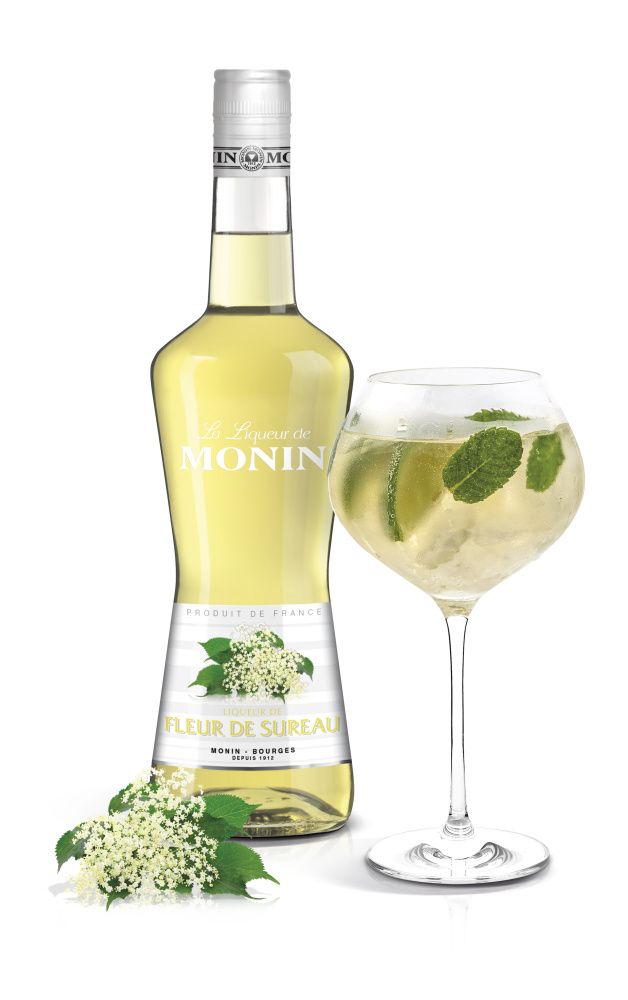 Monin Elderflower liqueur (bezový likér), 20%, 0,7l (holá lahev)