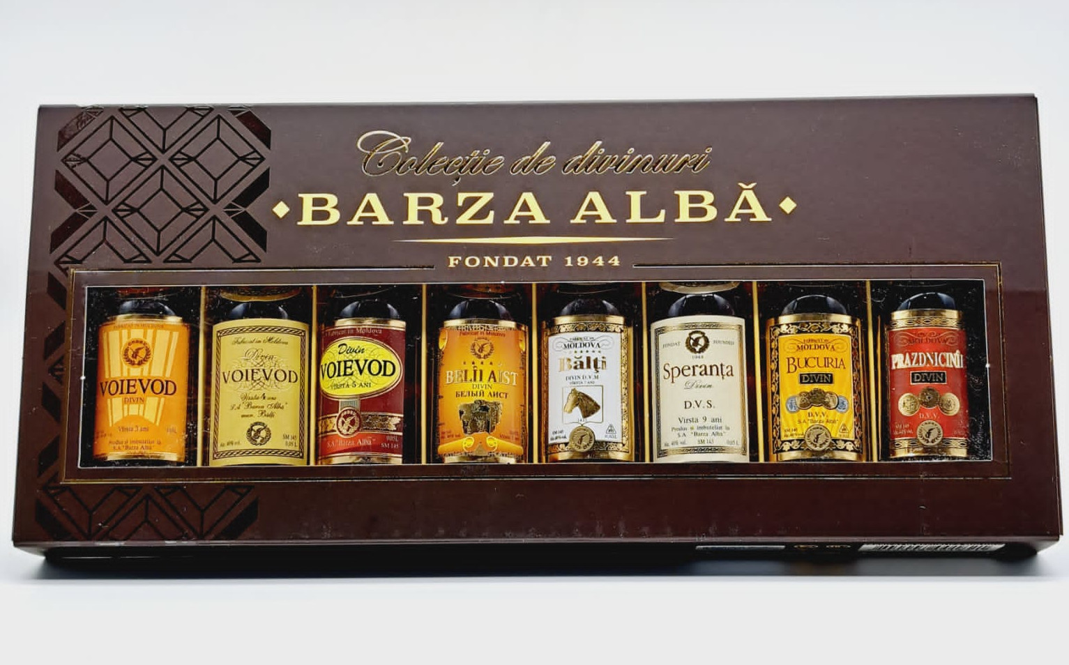 Barza Alba sada minatur brandy 40% (set 8x 0,05l)