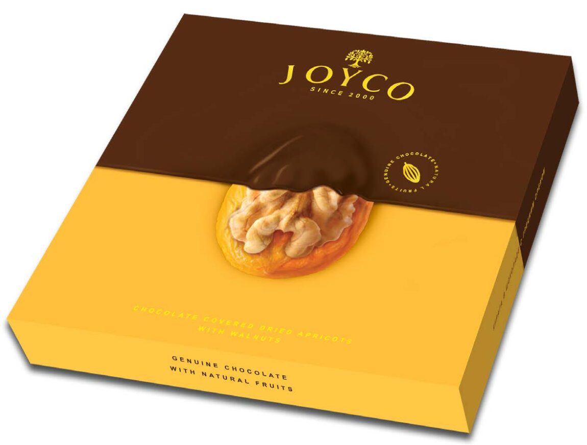 Joyco - sušené meruňky v čokoládě s vlašskými ořechy 150g