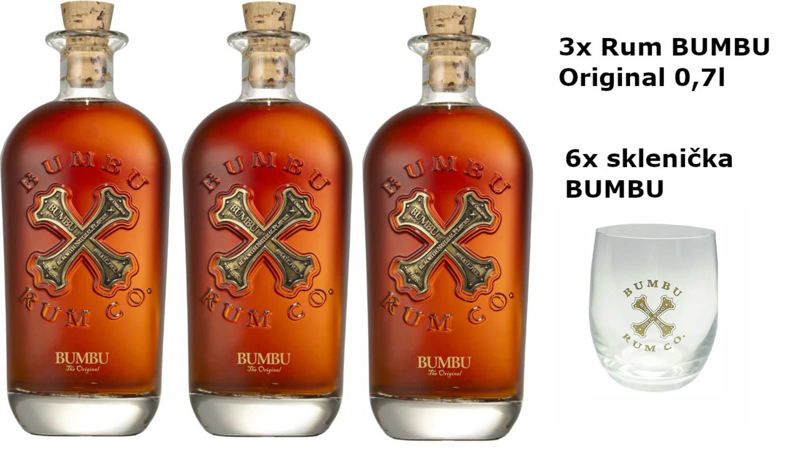 Bumbu Original 3x 0,7l 40% + 6 skleniček (promoset)