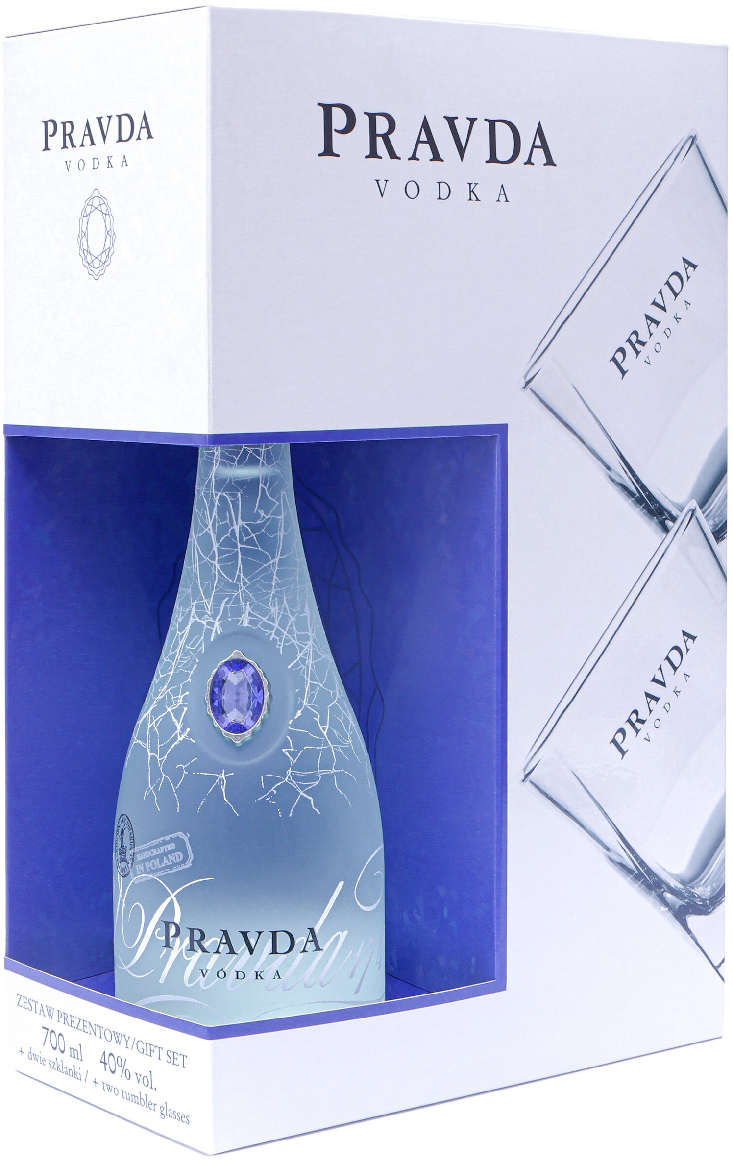 Pravda 0,7l 40% (dárkové balení 2 skleničky)