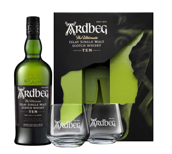 Ardbeg 10y 0,7l 46% (dárkové balení 2 skleničky)