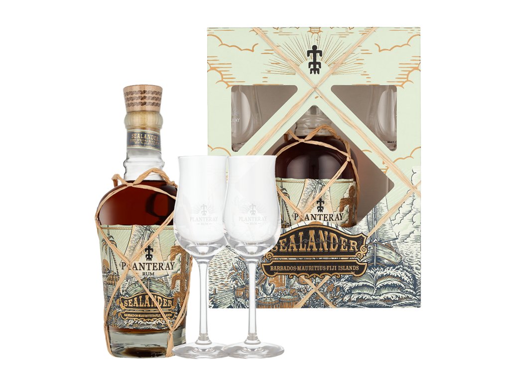 Planteray Sealander + 2 skla 40% 0,7l (dárkové balení 2 sklenice)