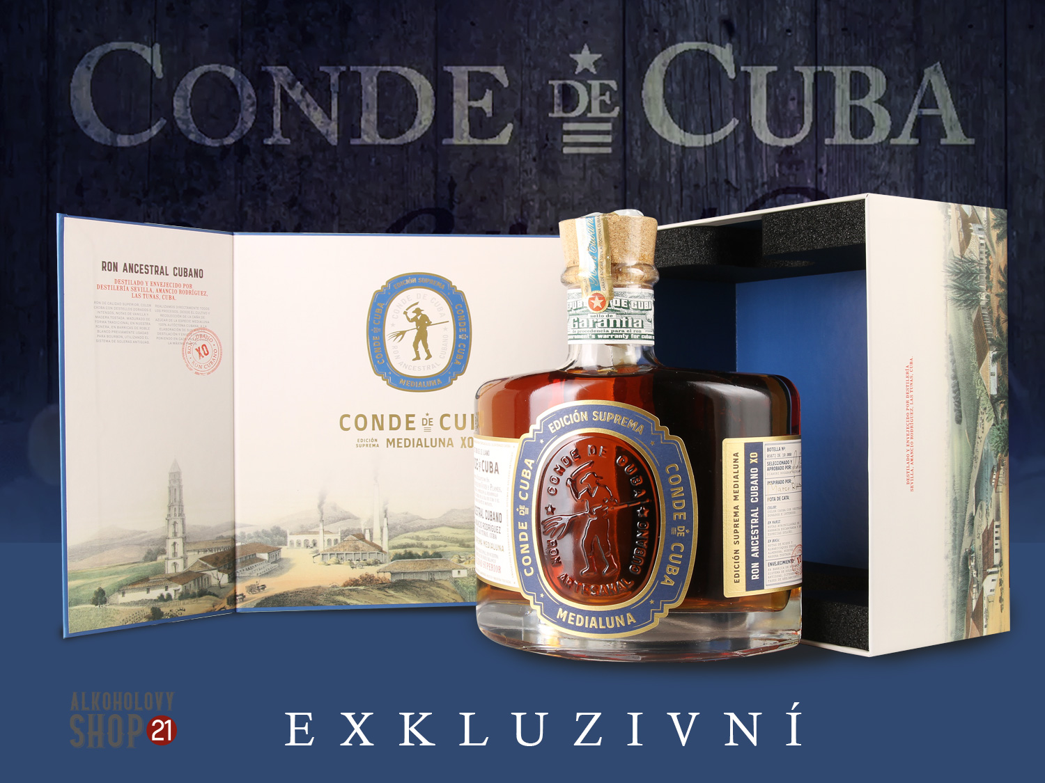 Conde de Cuba Medialuna 40% 0,7 l (karton)