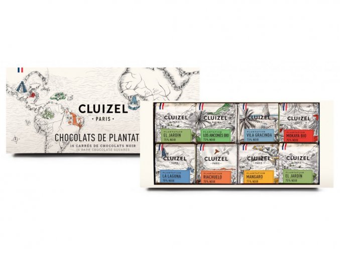 4651 michel cluizel degustacni sada chocolats de plantation 16 cokobanka 768