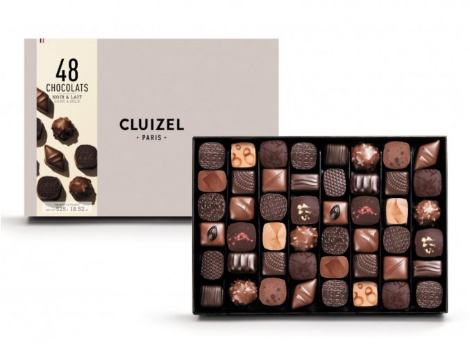 4642 michel cluizel bonboniera chocolats noir a lait 48 cokobanka 768