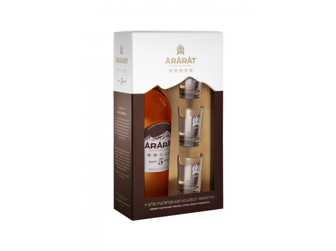 Ararat Five stars 5 yo Armenian brandy  0,7l 40% + 3 skleničky