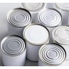 pngtree a pile of white food cans with labels arranged the background image 17898749