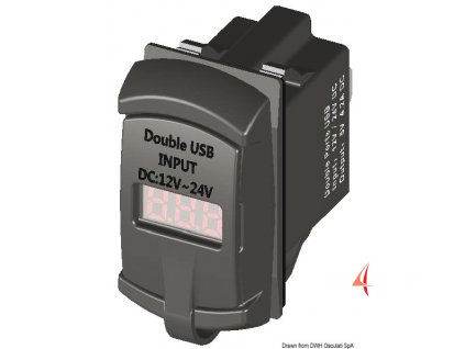 242 3 dualni usb zasuvka ve velikosti tlacitka s voltmetrem