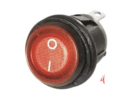 Kolébkový spínač 12/24V s těsněním IP65 a LED osvětlením - červený