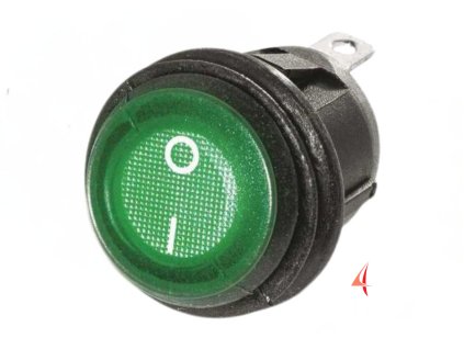 4422 kolebkovy spinac 12 24v s tesnenim ip65 a led osvetlenim zeleny