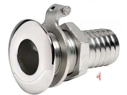 Nerezová průchodka skrz trup pro hadici (rozměr 1 "1/2 A - 44mm, B - 38mm, C - 80mm, D - 71mm, Ø - 38mm)