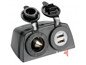 12V zásuvka + USB pro povrchovou montáž