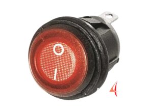 Kolébkový spínač 12/24V s těsněním IP65 a LED osvětlením - červený