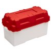 Plastový box na baterie bílo červený (rozměr Pro 140 Ah baterie, rozměr š x d x v, vnitřní 185 x 395 x 215 mm, vnější 200 x 410 x 270 mm)