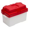 Plastový box na baterie bílo červený (rozměr Pro 140 Ah baterie, rozměr š x d x v, vnitřní 185 x 395 x 215 mm, vnější 200 x 410 x 270 mm)