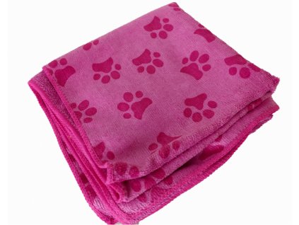 Rýchloschnúci uterák pre psy a mačky - ružový s labkami