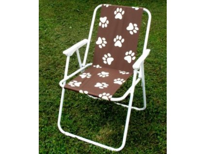Hnedé skladacie kreslo, vzor labky