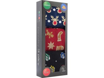 Dizajnové ponožky vianočné - 3 páry v darčekovom balení