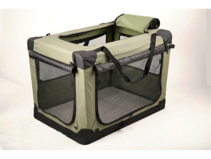 Skladacia prepravka - búda pre psa - farba OLIVOVÁ, s cestovnou miskou