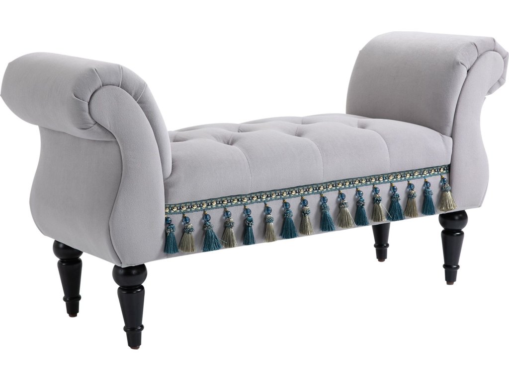 Čalouněná vintage lavice 117 x 40 x 58 cm | šedá