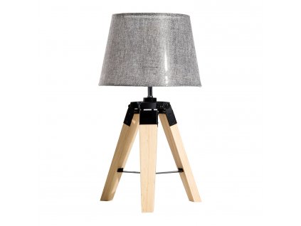 HOMCOM stolní lampa noční lampa stolní lampa E27 vzhled lnu, borovice+polyester, 24x24x45cm (šedá)