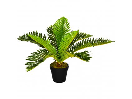 HOMCOM Umělá rostlina, umělá rostlina, umělá palma včetně květináče, pokojová rostlina do obývacího pokoje, ložnice, 50 cm, zelená