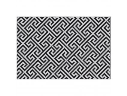 Outsunny venkovní koberec, plastový koberec s oboustranným designem, voděodolný balkonový koberec, na terasu, černý+bílý, 152 x 243 cm
