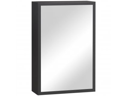 Kleankin zrcadlová skříňka Nástěnná skříňka se zrcadlem Koupelnová zrcadlová skříňka se 3 vrstvami Černá, 40 x 15 x 60 cm