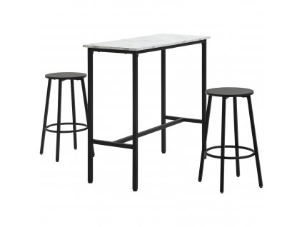 HOMCOM Barový stůl s barovou židlí, 3dílná sada barových stolů, jídelní stůl se 2 barovými židlemi, jídelní skupina, barový stůl, kuchyňský stůl, ocel, bílá, černá