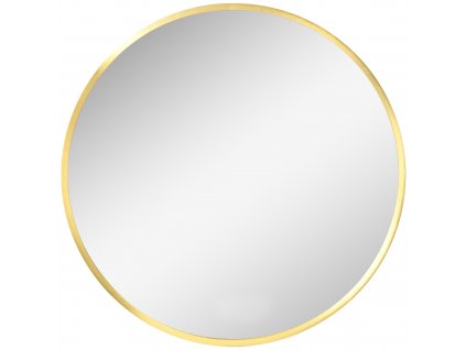 Kleankin koupelnové zrcadlo, koupelnové zrcadlo s LED světlem, Ø50 cm nástěnné zrcadlo s paměťovou funkcí, do obývacího pokoje, ložnice, IP44, zlatá barva, hliník