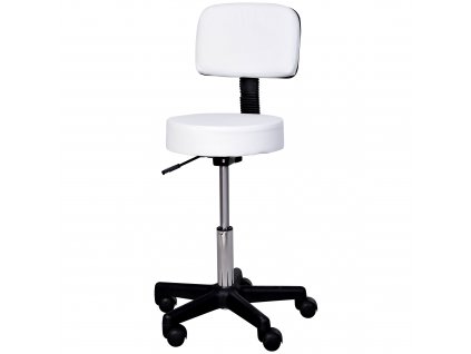 HOMCOM Pracovní stolička Rolovací stolička Otočná stolička výškově nastavitelná s opěradlem Kancelářská bílá Φ35 x H72-84 cm