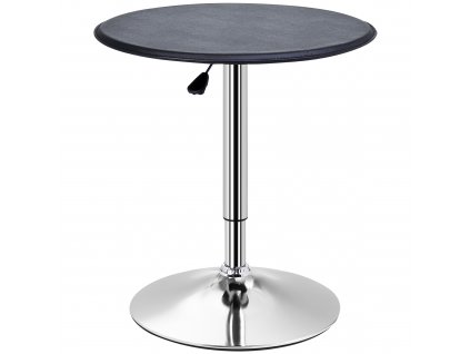 HOMCOM Barový stůl Jídelní stůl Vysoký stůl Barový stůl, kuchyňský stůl do obývacího pokoje, jídelny, chromovaná ocel, imitace kůže, černý, Ø63 x 67- 93 cm