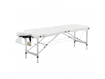 HOMCOM skládací masážní stůl koupit výškově nastavitelné masážní lůžko s polštářem, pro salony, lázně, plast, hliník, bílý, 215 x 60 x 61-84 cm