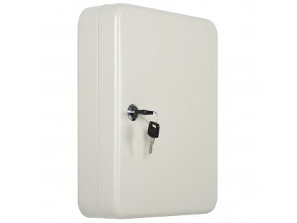 HOMCOM Skříňka na klíče s 93 háčky, uzamykatelná skříňka na klíče z oceli, včetně zapínání, krémově bílá, 30 x 24 x 7,5 cm