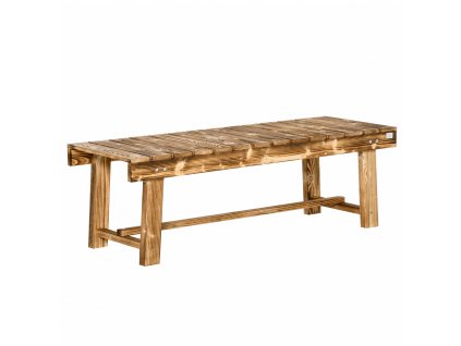 Zahradní lavice Outsunny, dvoumístná dřevěná lavice, sedací lavice, zahradní nábytek, rustikální lavice, masivní dřevo, přírodní, 110 x 38 x 35 cm, tmavě hnědá barva