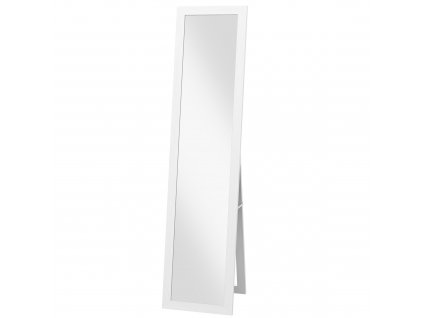 HOMCOM Stojací zrcadlo, celoplošné zrcadlo se stojanem, volně stojící nástěnné zrcadlo, toaletní zrcadlo, šatní zrcadlo, hliník, bílé, 37 x 157 cm