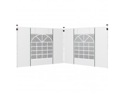 Outsunny 2 boční panely boční stěny pro pavilon 3 x 3/ 3 x 6 m, boční plachty s oknem, dveře, náhradní stěny pro párty stan, Oxford, bílá barva