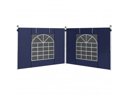 Outsunny 2 boční panely bočních stěn pro pavilon 3 x 3/ 3 x 6 m, boční plachty s oknem, dveře, náhradní stěny pro párty stan, Oxford, modrá barva