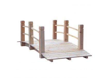 Outsunny® zahradní most dřevěný most se zábradlím do 180 kg jedlové dřevo