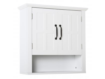 HOMCOM Koupelnová skříňka Kuchyňská skříňka Nástěnná skříňka Koupelnová skříňka Koupelnová polička Nástěnná skříňka s nastavitelnou policí Dřevo Bílá 60 x 19,8 x 58 cm