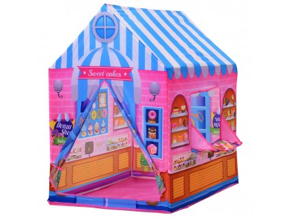 HOMCOM Dětský hrací domeček hrací stan cukrárna dveře a prodejní okno 3 roky role play polyester 93 x 69 x 103 cm