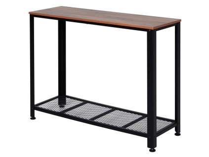 HOMCOM Konzolový stolek, příborník, odkládací stolek s mřížkou, industriální styl, kov, 101 x 35 x 80 cm