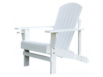 Outsunny Adirondack zahradní židle s držákem na nápoje zahradní lehátko balkonová židle jedlové dřevo bílá 97 x 72,5 x 93 cm