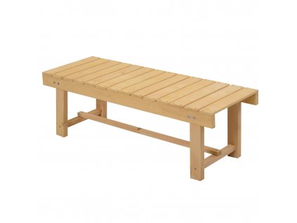 Zahradní lavice Outsunny, dvoumístná lavice, zahradní nábytek, rustikální lavice, masivní dřevo, přírodní, 110 x 38 x 35 cm