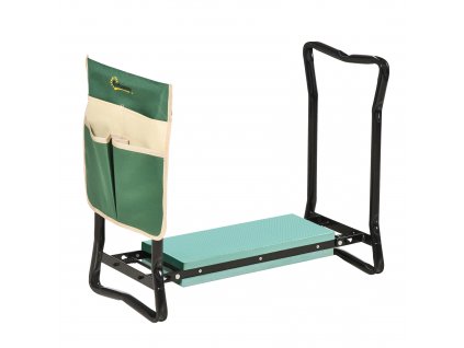 Kolenní lavice Outsunny, skládací zahradní stolička, 2 v 1, opěrka kolen, s taškou na nářadí, EVA pěna, 58 x 28 x 49 cm