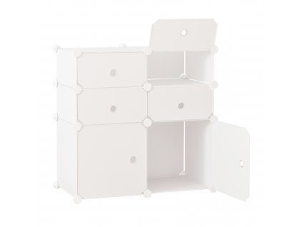 HOMCOM Botník, policový s úložnými boxy, šatní skříň, plast, ocel, bílá, 75 x 37 x 73 cm
