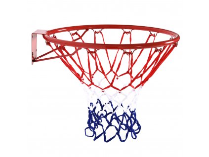 HOMCOM Basketbalová síť Basketbalový koš se sítí, ocelové trubky + nylon, červená + modrá + bílá, ø46 cm